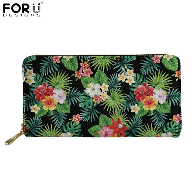 FORUDESIGNS/Новые модные длинные кошельки Гибискус Гавайская тропическая Цветочная дизайнерская Брендовая женская сумка-клатч из искусственной кожи Сумочка для телефона - Цвет: HX425Z21