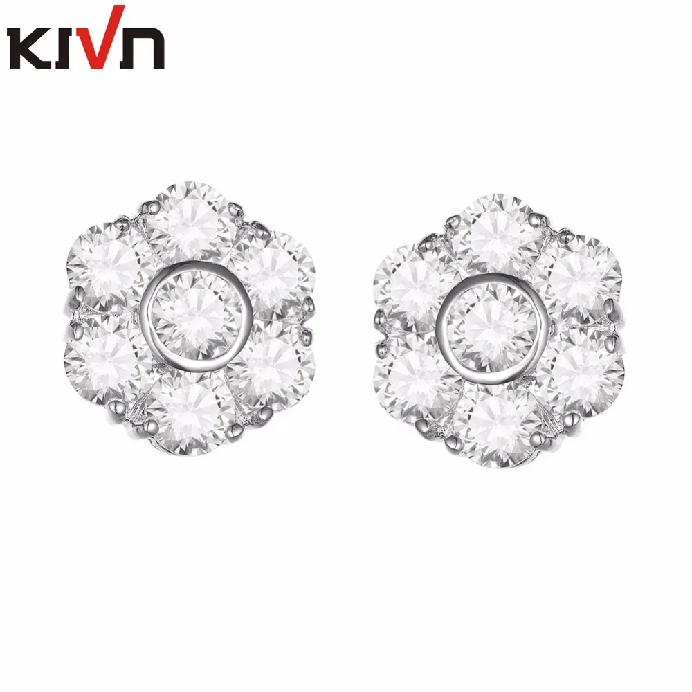 

KIVN Fashion Jewelry Flower CZ Cubic Zirconia Stud Wedding Bridal Earrings for Women Christmas Birthday Girls Mothers Day Gifts