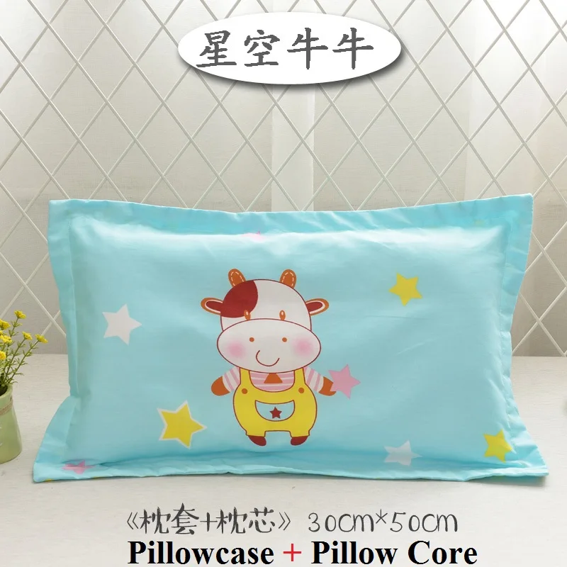 cow 30x50cm Детская подушка с рисунками животных, детская подушка для защиты шеи, общая подушка для детского сада, подушка для сна, дышащий хлопковый подголовник для ребенка - Цвет: cow 30x50cm