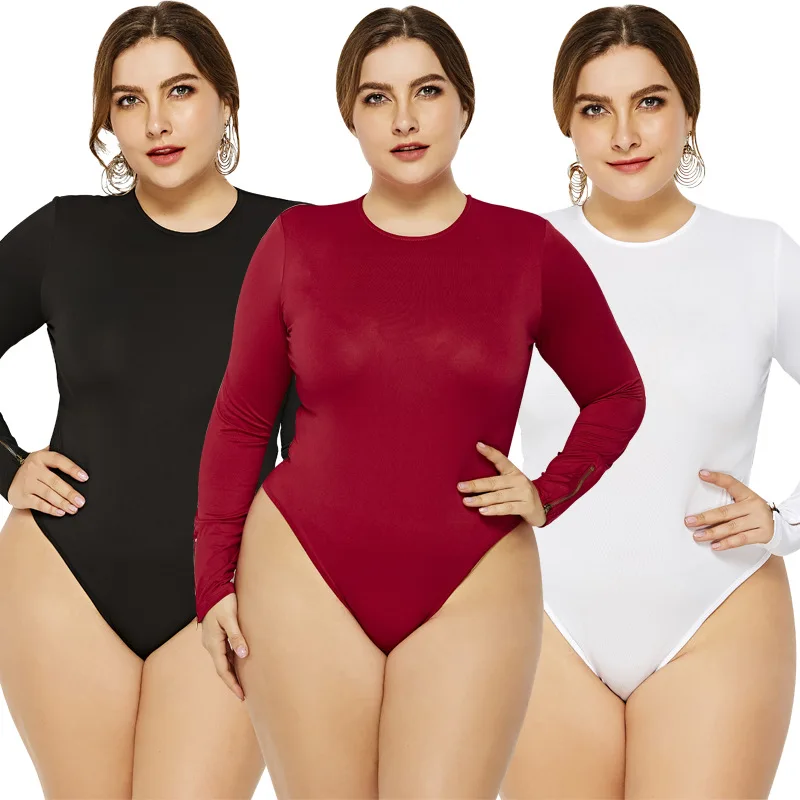 5XL6XL повседневные Комбинезоны для женщин с длинным рукавом и круглым вырезом