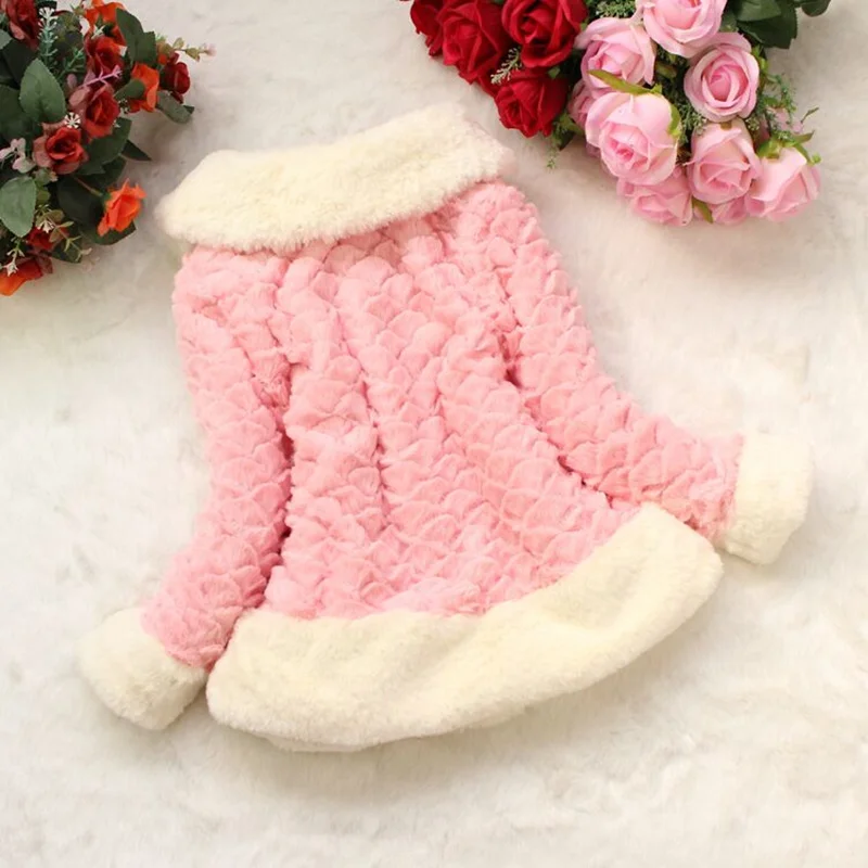 Зима младенческой Xmas Velvet Толстая куртка дети принцесса пальто из искусственного