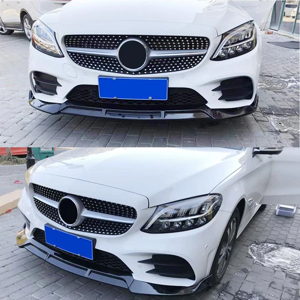 Для Mercedes Benz C Class W206 C200 C300 Sport 2019 ABS глянцевый черный Передний бампер спойлер для