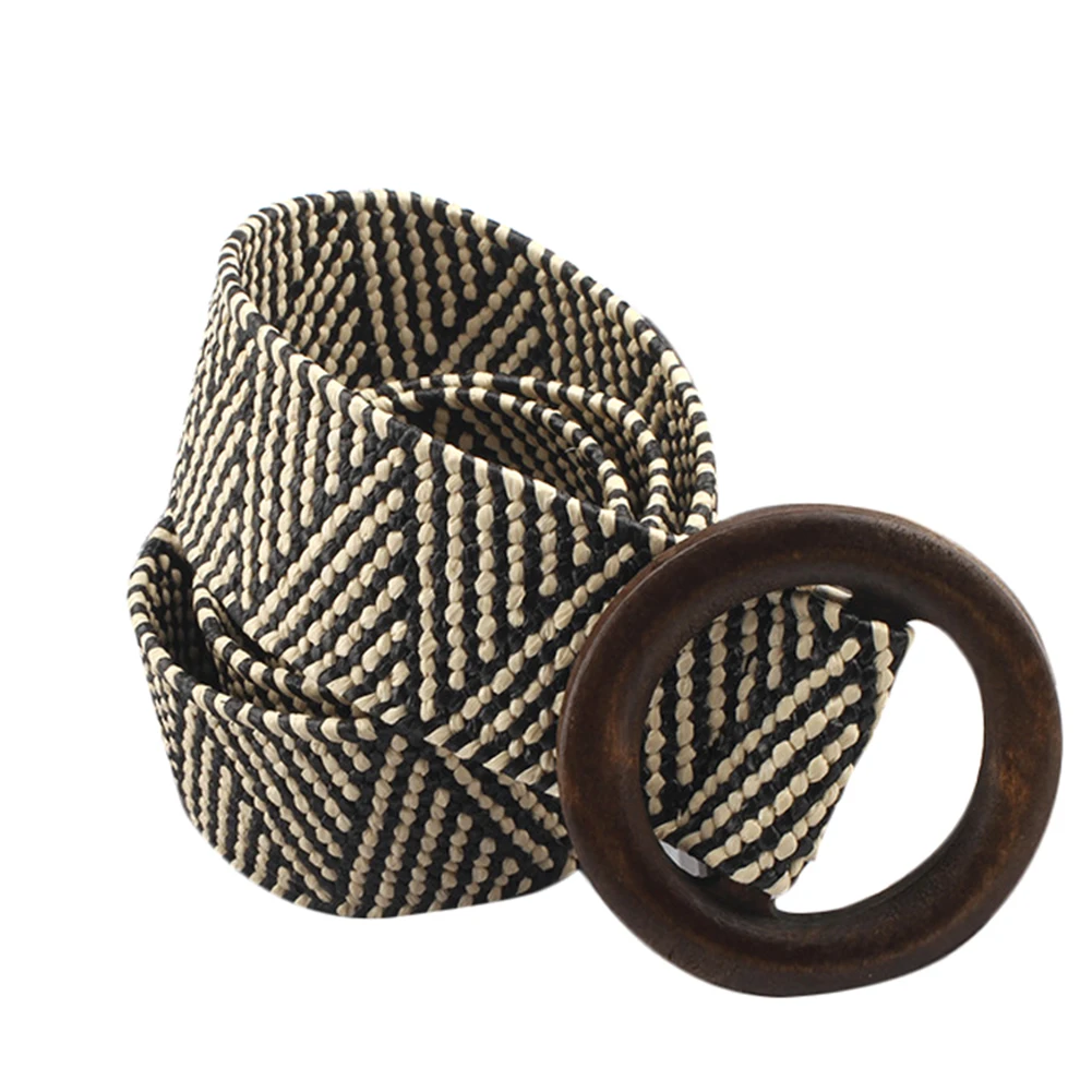 Женский винтажный широкий плетеный пояс из ткани расшитый бисером с гладкой