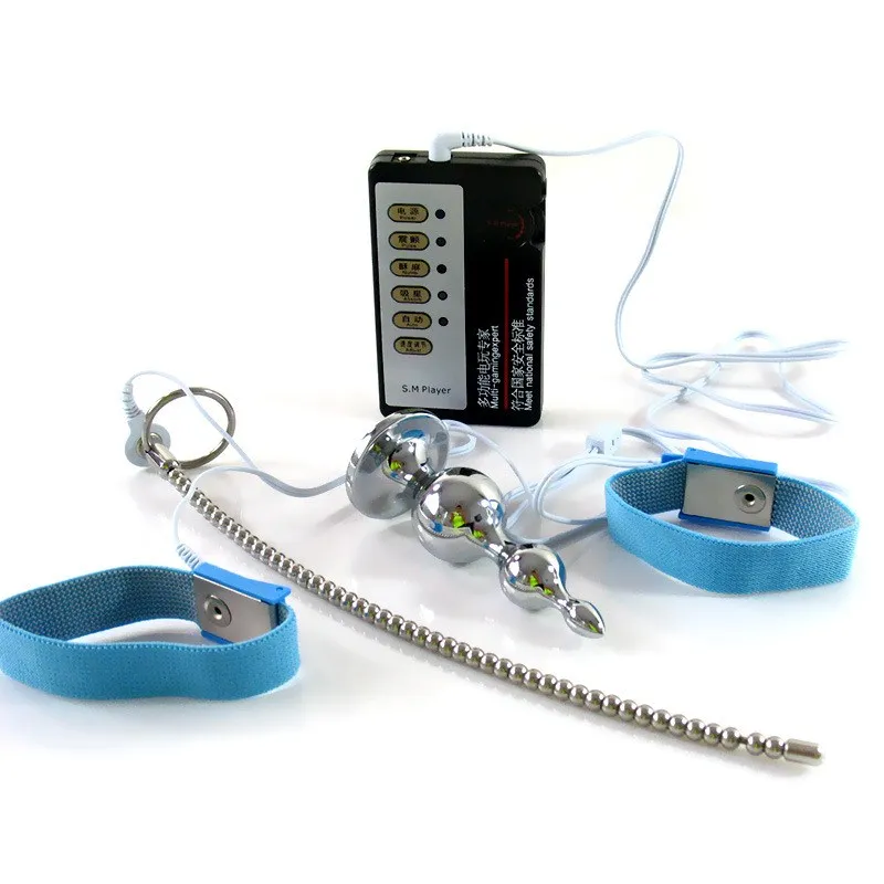 Электрический шок игрушка для оргазма анальная пробка + 2 Кольца пениса