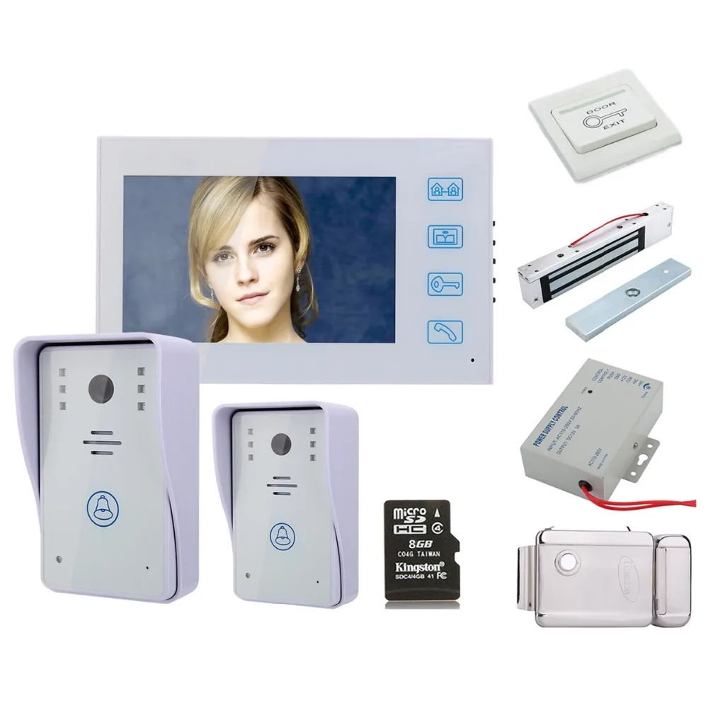 Домашняя безопасность 7 &quotHD Две камеры Запись видео домофон дверной звонок с 8G