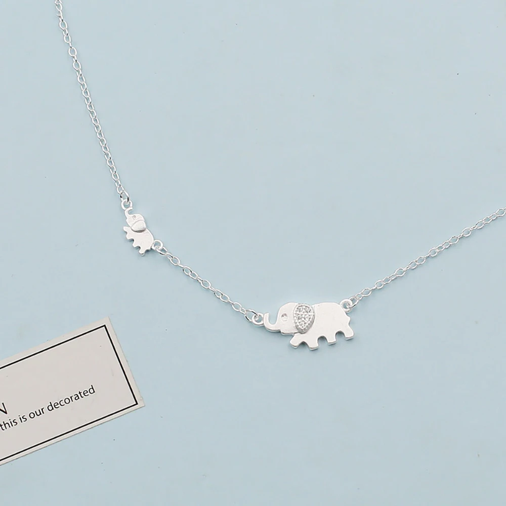 

Cute Elephant 925 Sterling Silver Necklace For Women Fashion Silver Chain Pendant Necklace Girls Jewellery