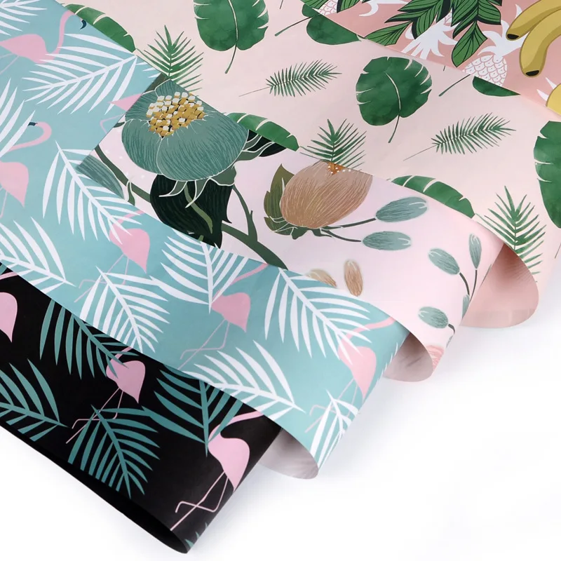 

10PCS 50*70cm Multi Patterns Flamingo Flower Wrapping Paper Matte Oil Painting Florist Bouquet Decoration Gift Packaging Paper