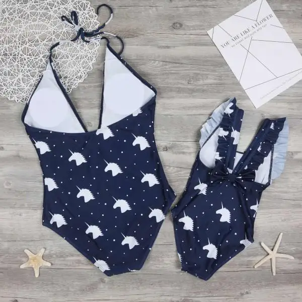 Новинка 2018 купальники для матери и дочери мультяшный купальник с единоромом