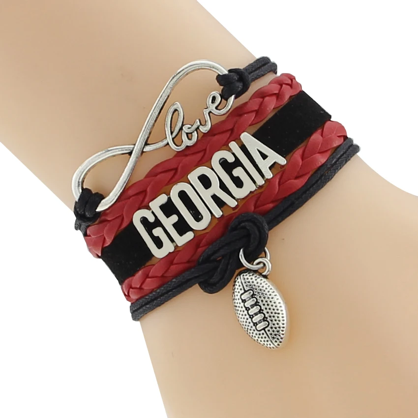 Бесконечность любовь Джорджия футбольная команда браслет черный красный