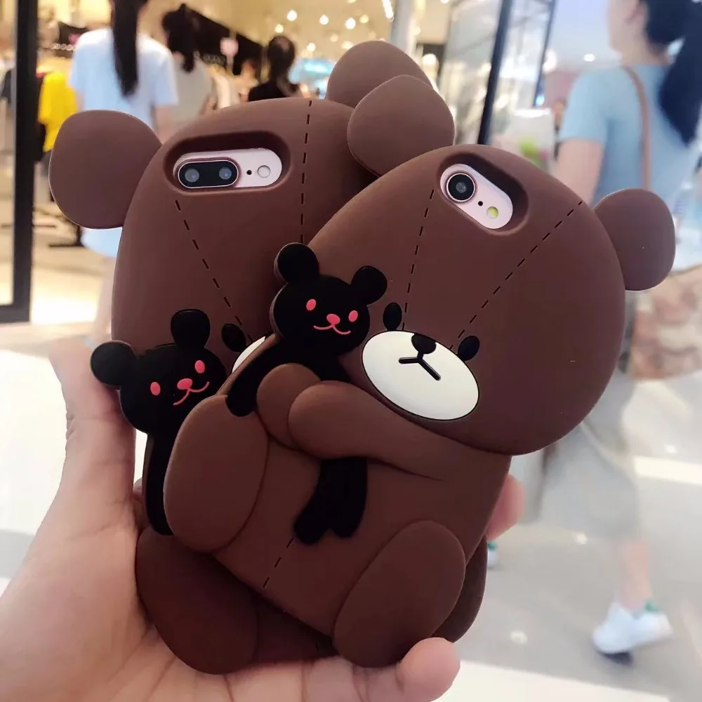 Модный 3D чехол накладка с милым мультяшным медведем силиконовый для Apple iPhone 6S Plus