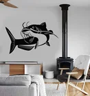 Домашний декор виниловая наклейка на стену большая рыба Рыбалка клуб кальмар для рыбака хобби аппликация интерьер обои 2KN9