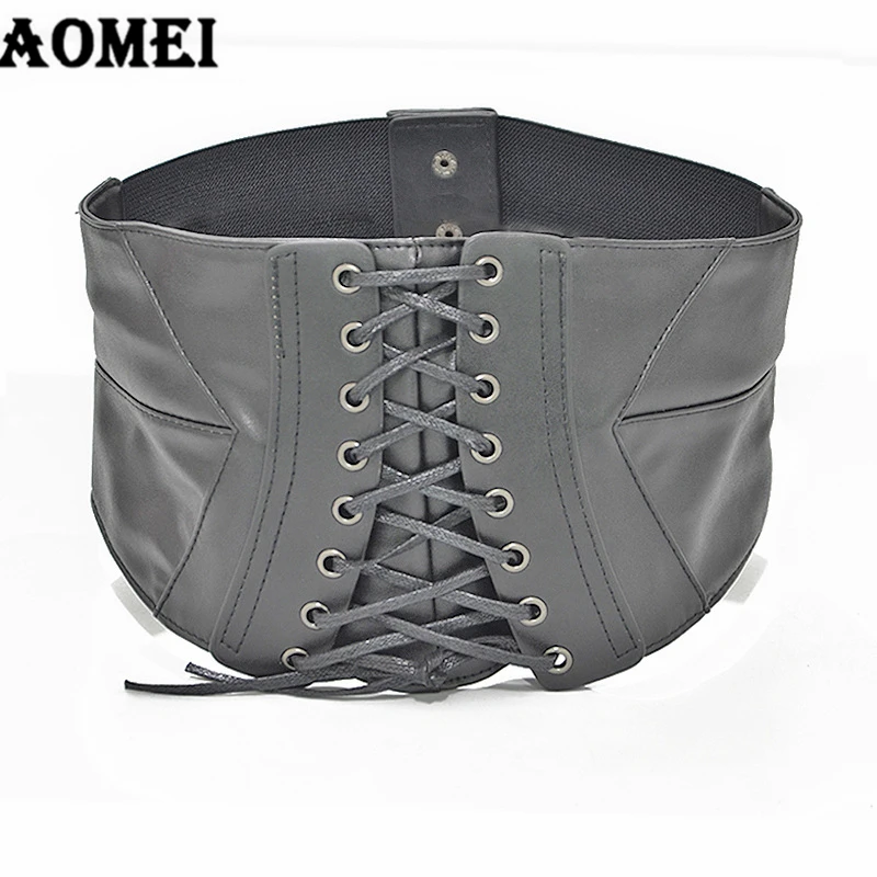 Женские модные широкие кожаные джинсовые ремни для платья блузки со шнуровкой и