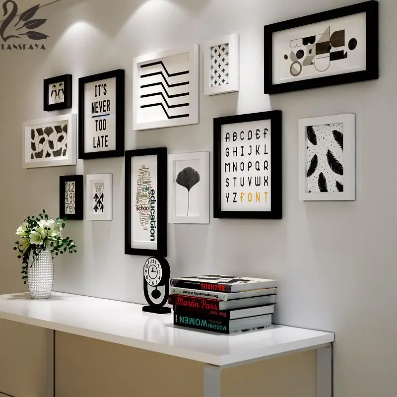 Ланская промышленных Лофт Европейский Стиль деревянный Рамки фото стены