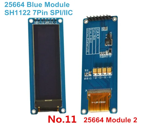 12832 2,08 дюймовый дисплей SSD1307 PM OLED 256x64 SH1122 7pin 4-провод SPI 3-провод SPI I2C белого и синего цветов на выбор, с адаптером PCB - Цвет: 25664 Module 2 7pin