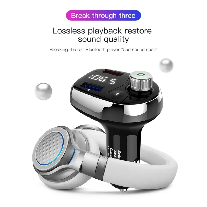 T62 Быстрая зарядка 3 0 автомобильный Bluetooth fm передатчик с двумя usb портами QC3.0