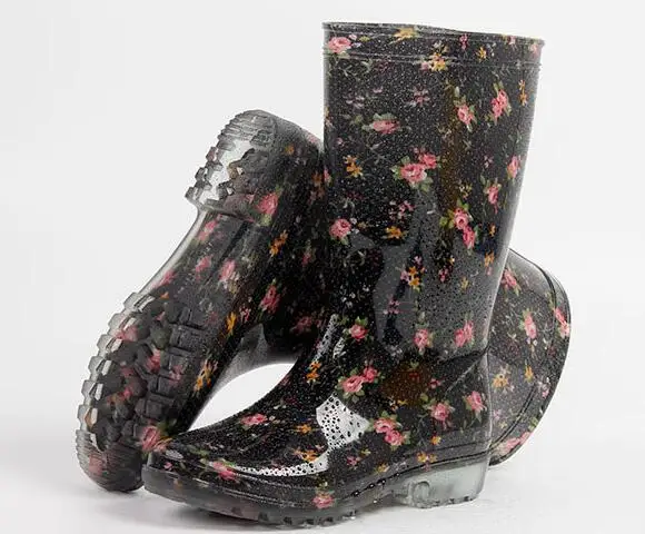 Сапоги Aleafalling женские из ПВХ водонепроницаемые сапоги с цветами Уличная обувь