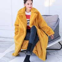women high quality faux rabbit winter fur coat luxury long fur coat loose lapel overcoat thick warm plus size female plush coats