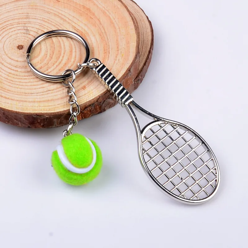 

FREE shipping100pcs/lot 2016 New Hot Novelty Zinc Alloy Tennis Keychains Metal Ball Keyrings for Promotion