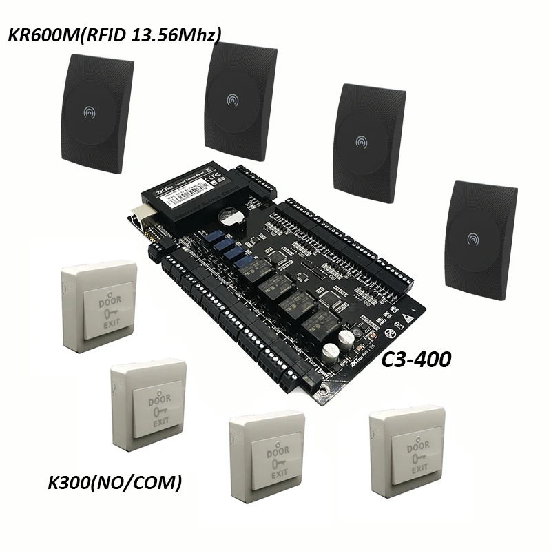 ZK C3-400 Rfid карты система контроля доступа четыре двери контроллер доступа системы защиты IP на основе четыре двери Контролер KR600 ридер
