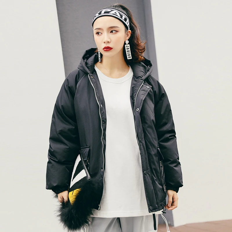 2018 новая зимняя куртка Для женщин Chic уличная письмо парка теплая с капюшоном