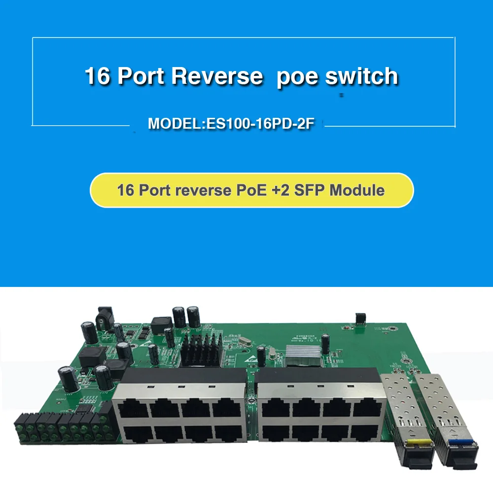 С VLAN GPON/EPON раствором поставщик 16 портов 10/100 м обратное питание POE коммутатор с 2