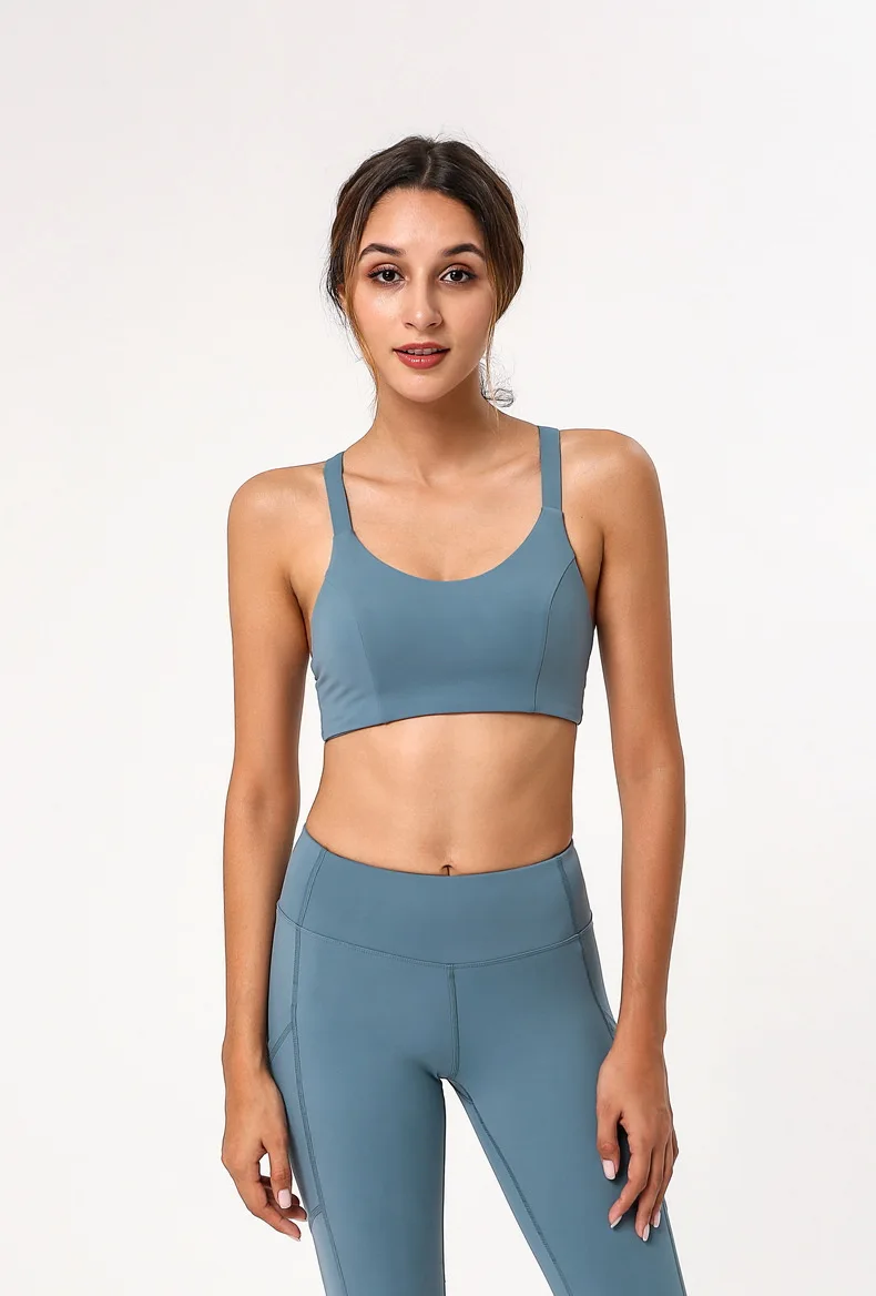 Женский открытый спортивный бюстгальтер Мягкий Нейлоновый для йоги фитнеса