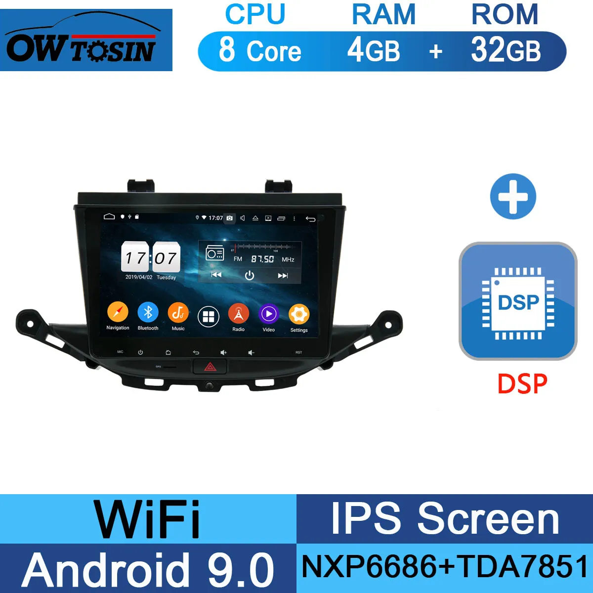 32G DSP " ips Восьмиядерный 4 Гб ОЗУ+ 64 Гб ПЗУ Android 9,0 автомобильный dvd-радиоплеер gps для Opel Astra K DSP CarPlay Parrot BT Adas - Цвет: 32G DSP