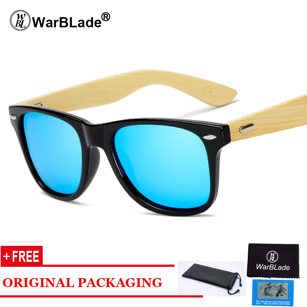 

WarBLade Bamboo Sunglasses Men Polarized Square Sun Glasses Mirror Reflective With HD Lens Eyewears Male oculos KP-Z1501o