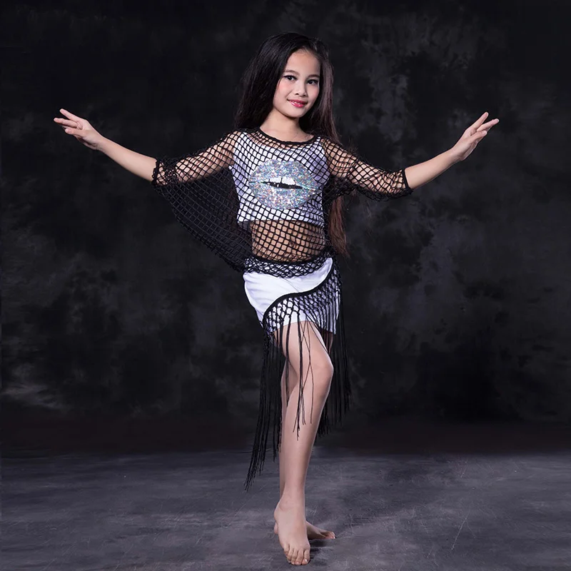 

Women Sexy Belly Dance costume Children Top & Skirt & Mesh cover Girls stage performance Set Bollywood Carnival Dance Costumes