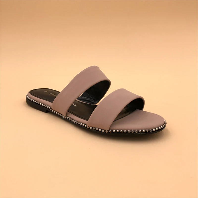 2019 Лето chic 2 ремешками на плоской подошве Женские шлепанцы В европейском стиле
