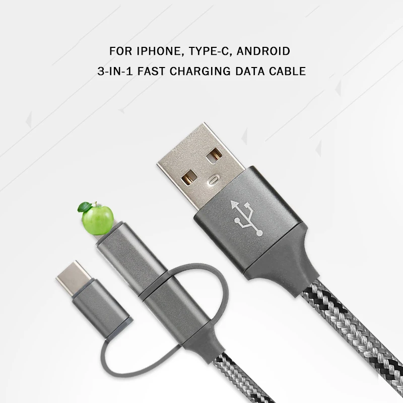 Usb кабели 3 в 1 кабель для передачи данных мобильного телефона Apple Android Huawei Type C от