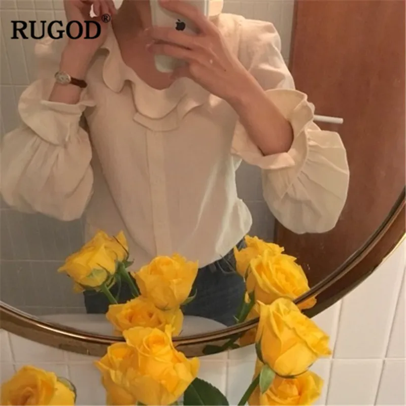 RUGOD/весенние женские рубашки повседневные Элегантные Белые блузы с длинным