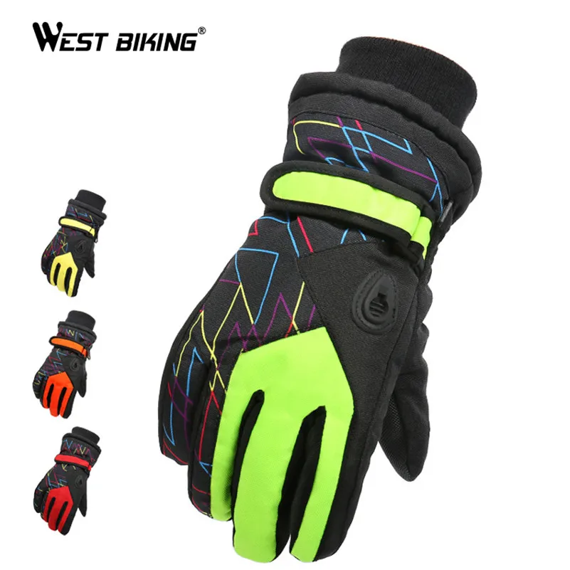 WEST BIKING Детские плотные теплые флисовые прочные Luva Guantes спортивные походные Guantes Ciclismo детские зимние велосипедные перчатки