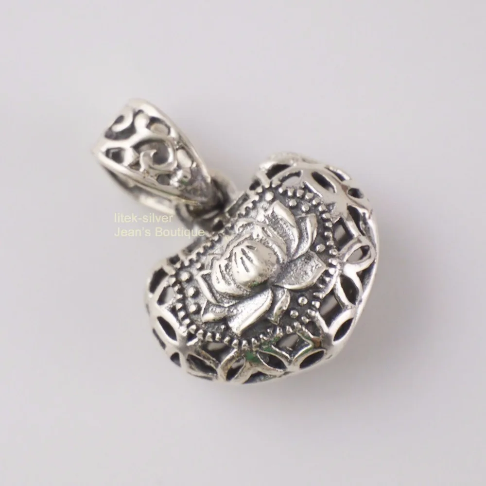 Sterling Silver Chinese Lotus Long Life Lock Charm Necklace Pendant A2224 | Украшения и аксессуары