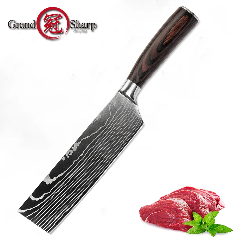 3 шт. нож шеф повара из нержавеющей стали японский дамасский лазерный узор