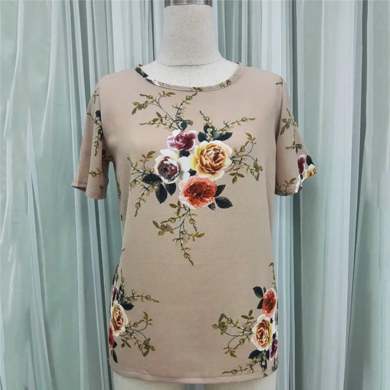 2018 летние Для женщин Туника Топы Цветочный принт Шифоновая блузка Femme