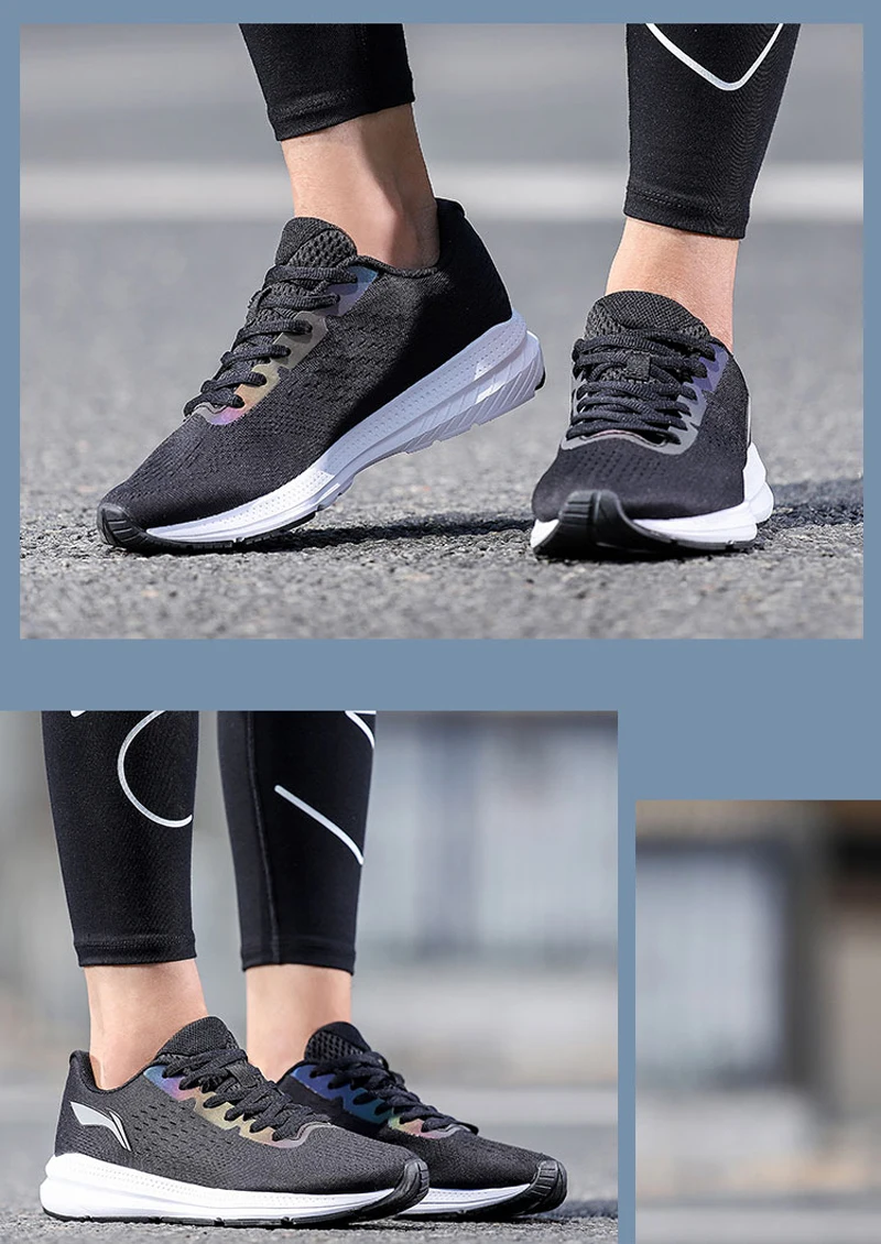 Li-Ning Для женщин реактор покрытый кожухом удобные кроссовки для бега светильник носимых подкладка удобная обувь; нескользящая подошва; защита от Спортивная обувь Кроссовки ARHN056 XYP750