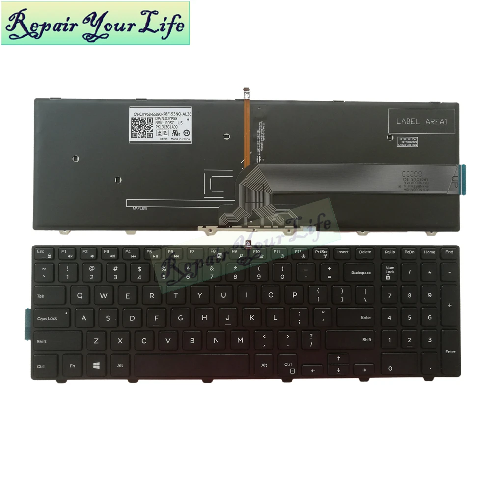 Английская клавиатура для ноутбука с подсветкой 3541 15 3000 Dell INSPIRON 3542 3543 5759 5542 5545 5547