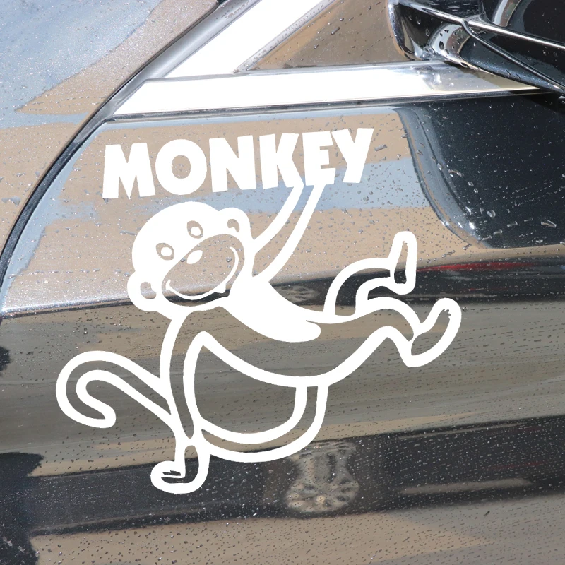 

YJZT 16.4CM*14.1CM MONKEY Cartoon Creativity Car Sticker Body Of Car Vinyl Decal Black/Silver C4-1897
