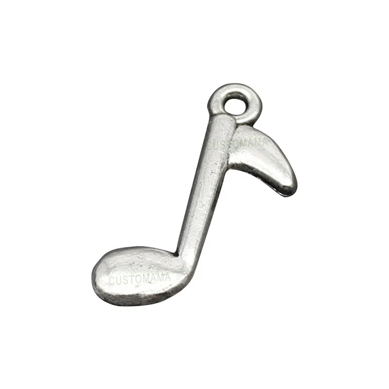 

100pcs- Antique Silver 2 Sided Musical Note Charms Pendant 23x14mm