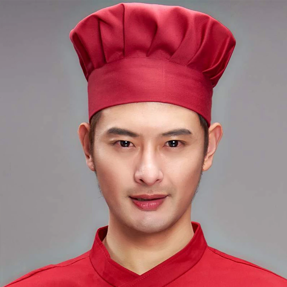 

White Unisex Fold Cap Chef hat High Quality Wholesale Solid Sushi Chef Waiter Hats Adult Restaurant Hotel Bakery Canteen Chef