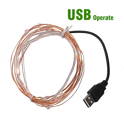 USB 2 м 5 м 10 м 100 светодиодный струны с медным проводом, батареей/USB Рождественский Свадебный сад вечерние украшения светодиодный светящиеся гирлянды - Испускаемый цвет: USB