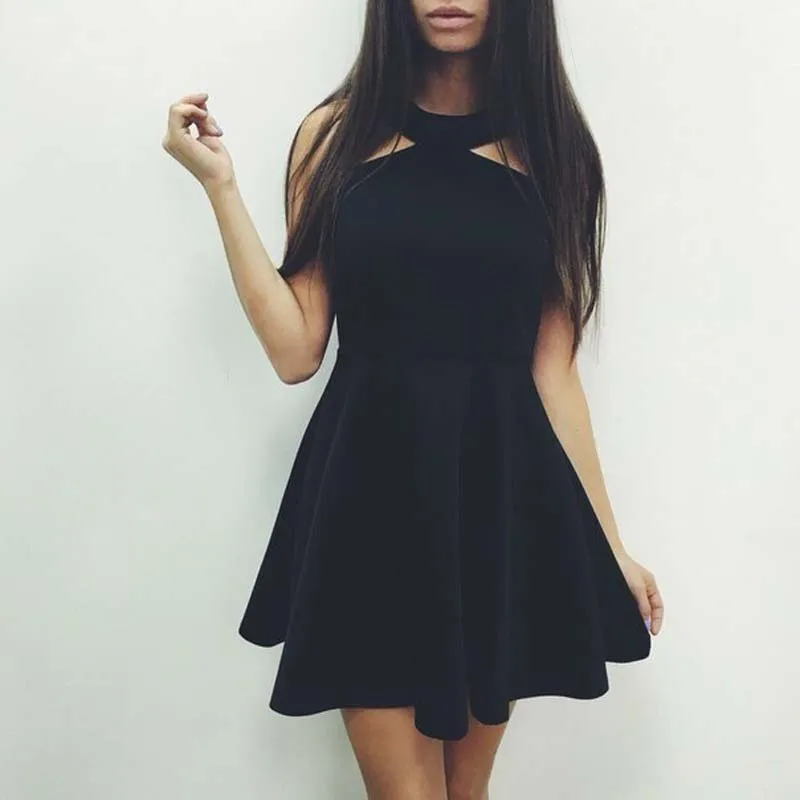 Loneyshow Для женщин Летнее Повседневное платье пикантные милые синие красный черный