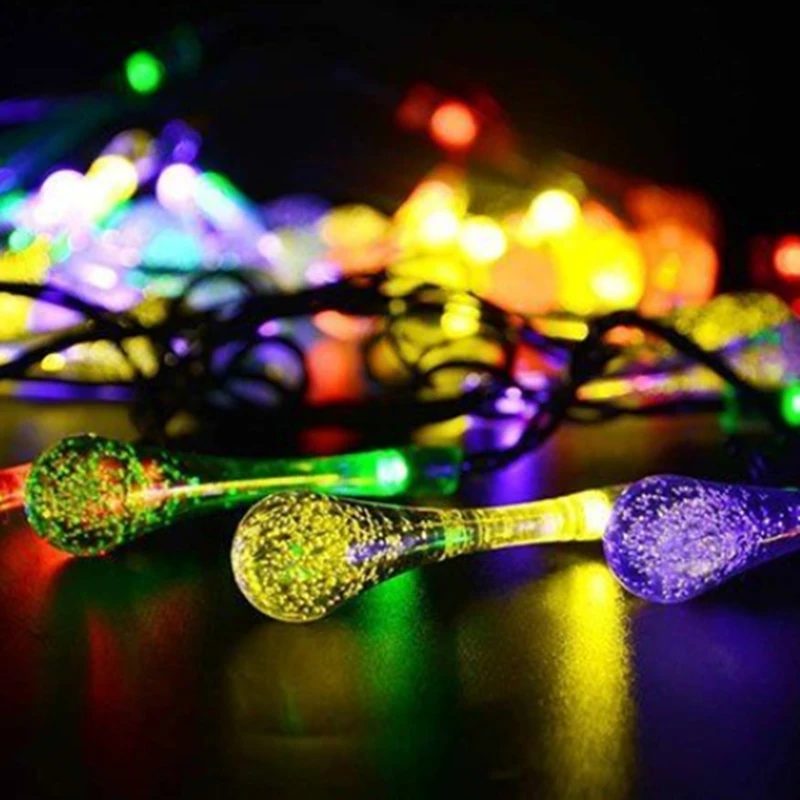 

Led Raindrop Fairy Solar Lights Waterproof Christmas Holiday Outdoor Garden Decoration Fairy Solar Battery String Lights