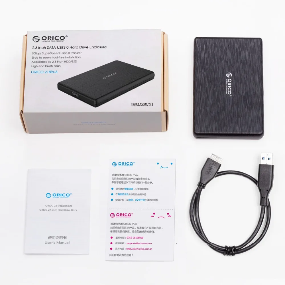 Чехол ORICO HDD 2,5 SATA для USB 3,0, корпус для жесткого диска SSD, коробка для жесткого диска, Тип C 3,1, чехол с поддержкой UASP HD, внешний жесткий диск