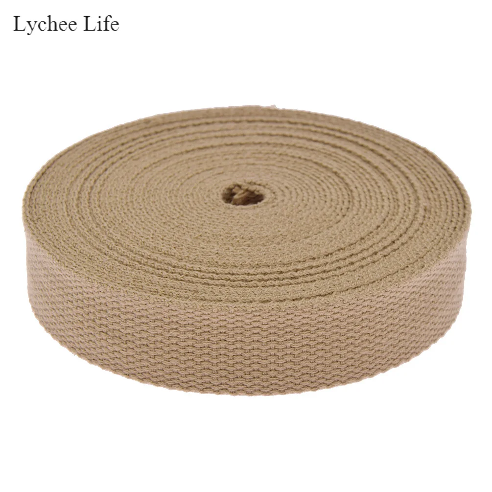 Apricot Lychee Life 8Yards 25mm Polyester Cotton Webbings Canvas Bag Webbing Ribbon Backpack Belt Strap Bias Binding Tape Diy Crafts - Цвет: Apricot