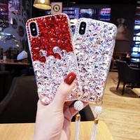 luxury 3d bling rhinestone crystal diamond pendant soft phone case for samsungs6 s7 s8 s9 s10 s20 s21 plus note5 8 9 10 20 case