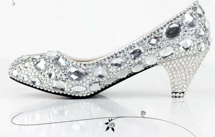 2018 блестящие свадебные туфли ручной работы с круглым носком Женская