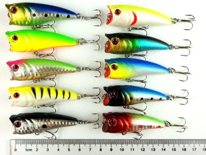 10 color 2.36 in./0.25 oz Top water plastic fishing hard bait lures Popper fish 200pcs/lot Express free shipping | Спорт и
