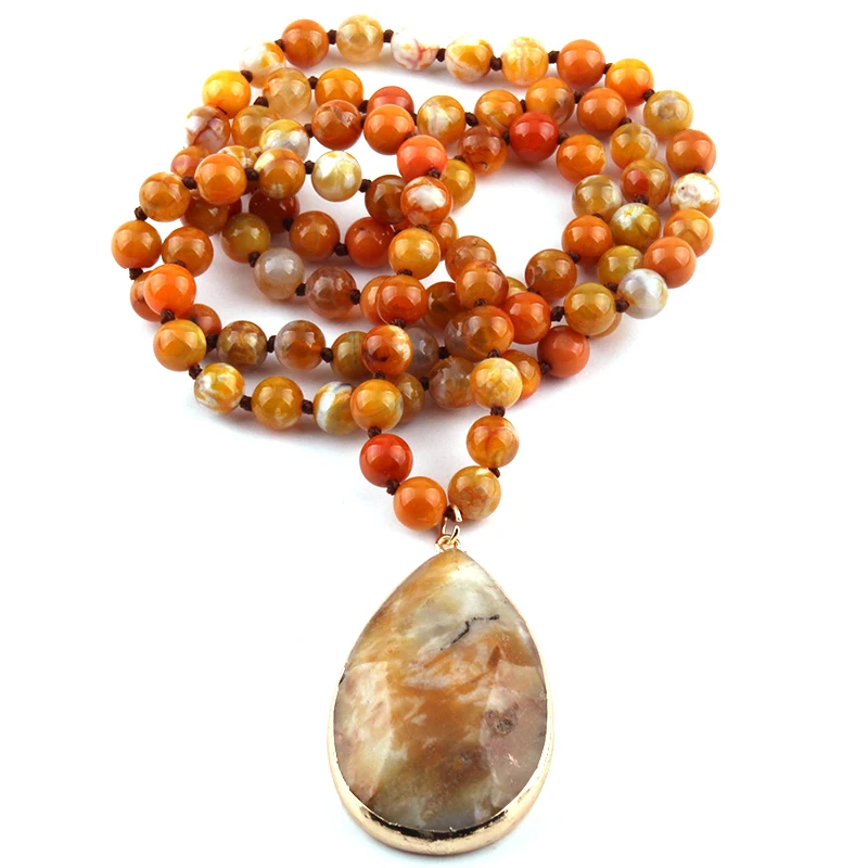 Бесплатная доставка модные полудрагоценные камни Agat длинное женское этническое